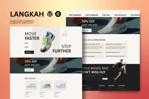 best shoes store Elementor template kit instant download