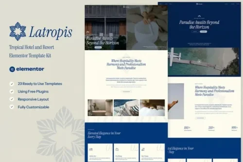 best tropical resort Elementor template instant download