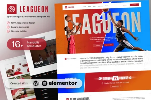 best sports league tournament website template download