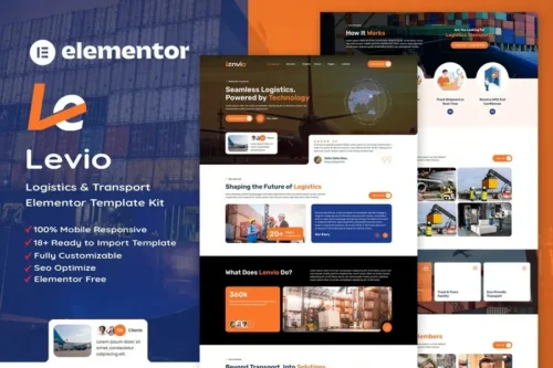 best logistics website template Elementor instant download