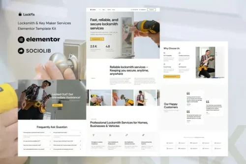 best locksmith Elementor template kit instant download