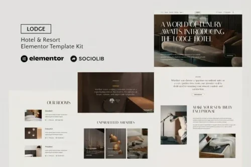 best hotel Elementor template kit instant download