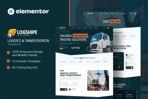 best Logshipe Elementor Template Kit for logistics website download