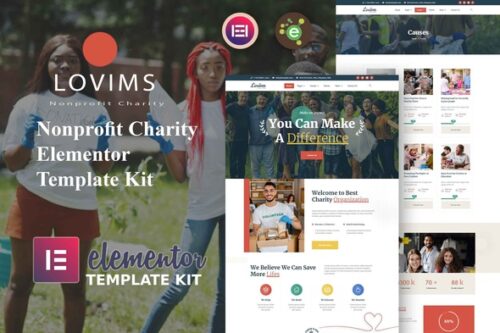 best charity nonprofit Elementor template kit instant download