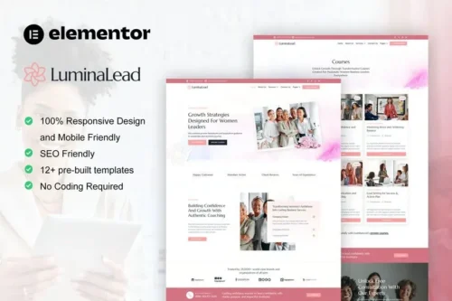 best feminine business coaching Elementor template kit download