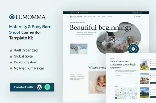 best maternity newborn photography Elementor template download