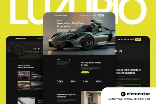 best luxury car rental Elementor template kit download