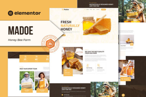 best honey bee farm Elementor template instant download