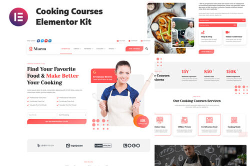 best cooking courses Elementor template kit instant download
