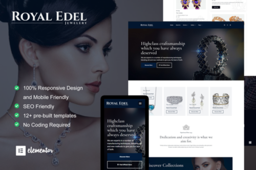 best luxury jewelry Elementor template kit instant download