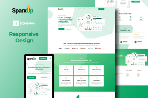 best SparxUp SaaS startup Elementor template kit download