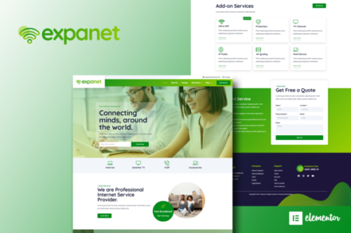 best Expanet Elementor template for broadband website instant download