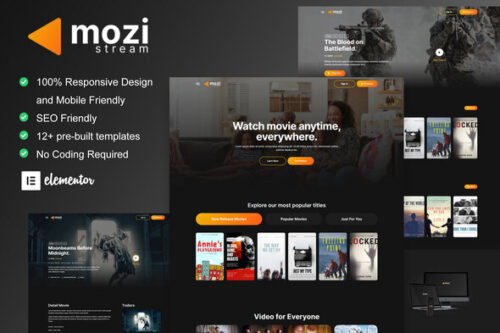 best Mozi movie streaming Elementor template download