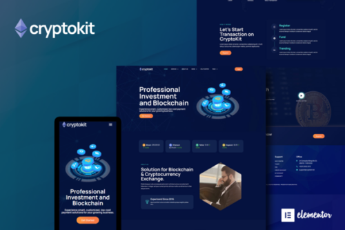 best cryptocurrency Elementor template kit instant download