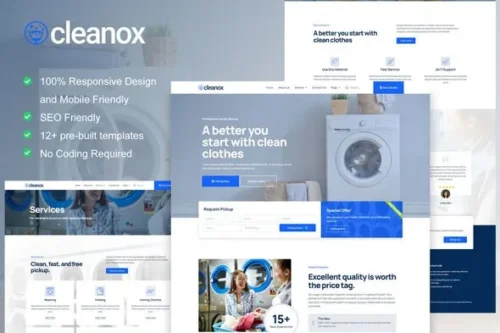best Cleanox laundry service Elementor template download