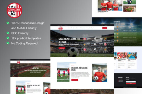 best football team Elementor template kit download