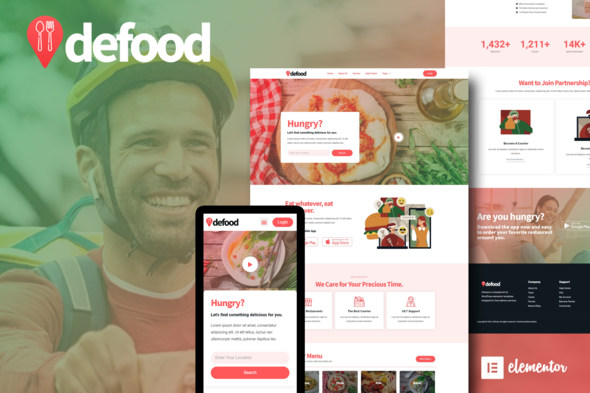 DeFood - Food Delivery Elementor Template Kit best DeFood food delivery Elementor template instant download