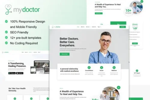 best telemedicine Elementor template for doctor consultation websites