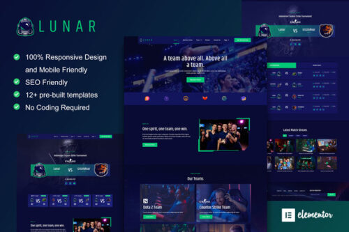 best esports gaming Elementor template kit download