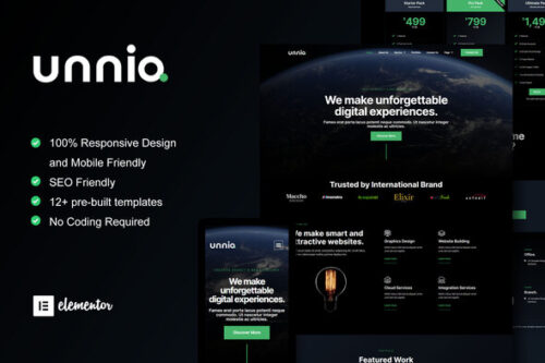 best dark creative agency Elementor template download
