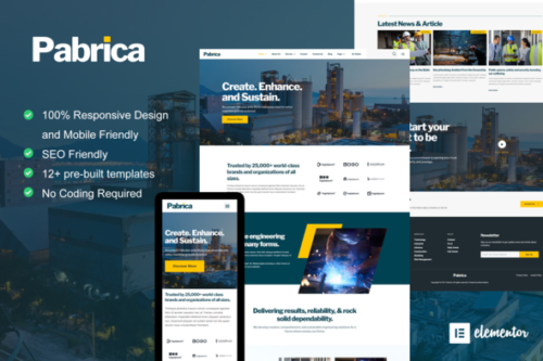 best engineering Elementor template kit industrial website download