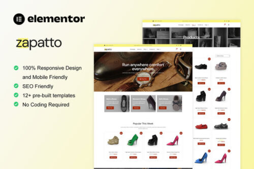 best shoes store Elementor template instant download