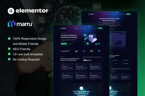 best Marru SaaS AI Elementor template kit download