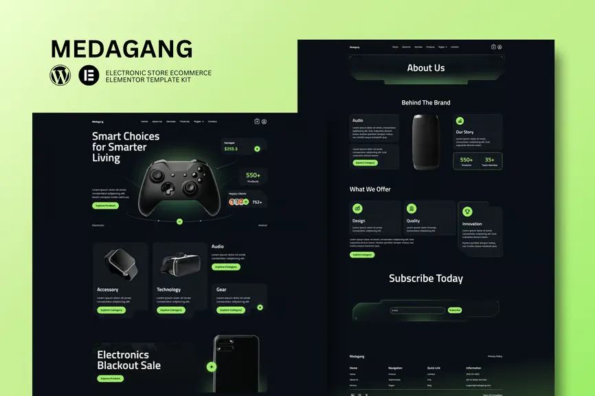 Medagang - E-Commerce Electronics Store Elementor Template Kit best electronics store Elementor template kit download