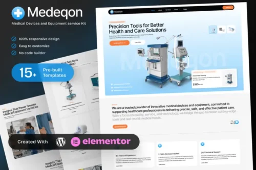 best Medical Equipment Template Kit Elementor instant download