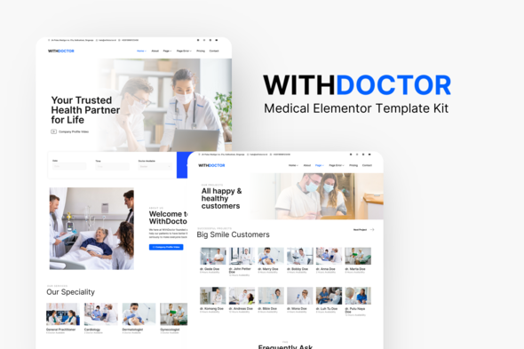 WithDoctor - Medical Elementor Template Kit best medical Elementor template kit instant download