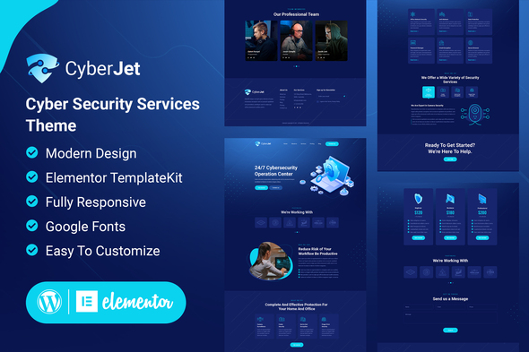CyberJet - Web Security Elementor Template Kit best CyberJet Elementor template kit for cyber security website download