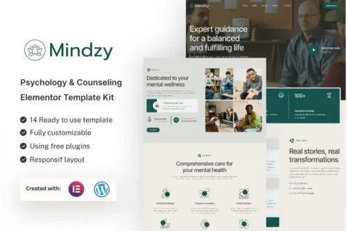 best psychology Elementor template kit instant download
