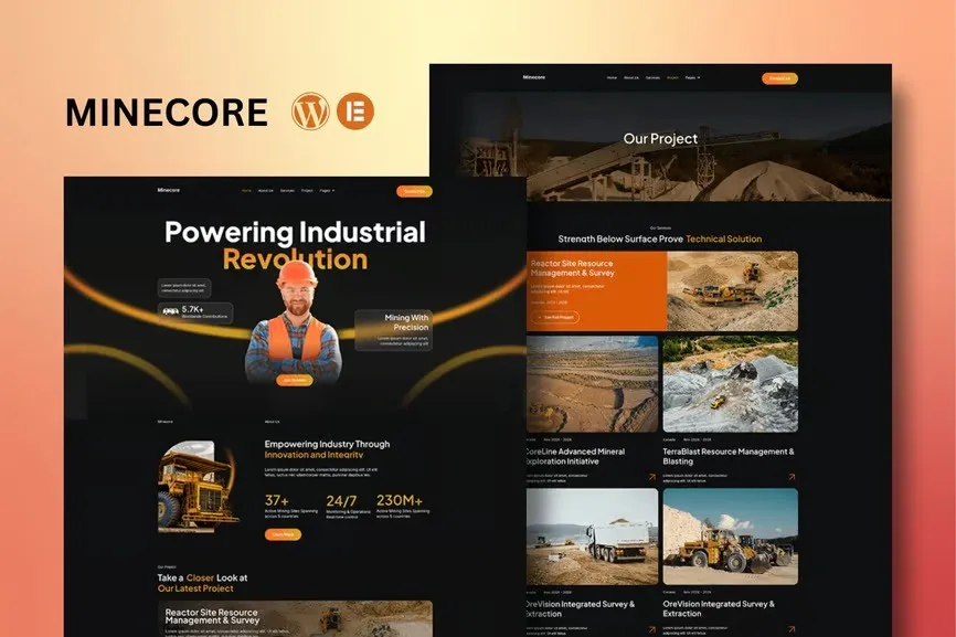 Minecore - Mining & Industry Elementor Template Kit best mining industry Elementor template kit instant download