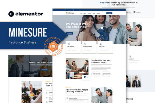 best insurance business Elementor template kit download