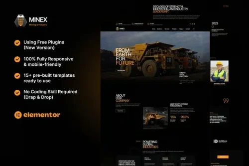 best mining industry Elementor template instant download