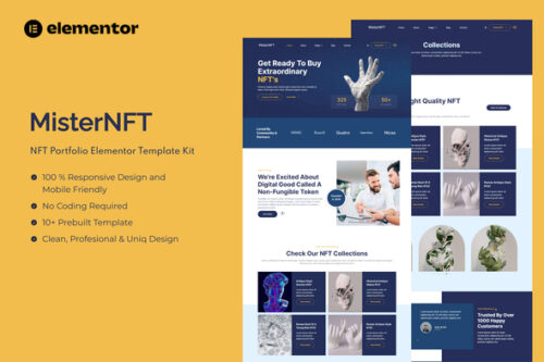 best NFT portfolio Elementor template kit instant download