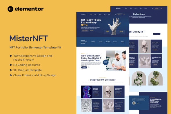 MisterNFT - NFT Portfolio Elementor Template Kit best NFT portfolio Elementor template kit instant download
