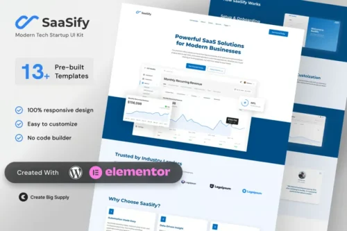 best modern tech startup Elementor template kit download