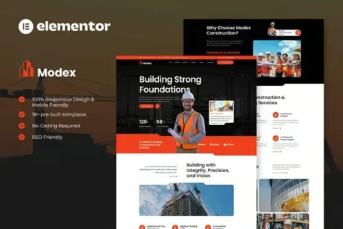best Construction Elementor template kit instant download