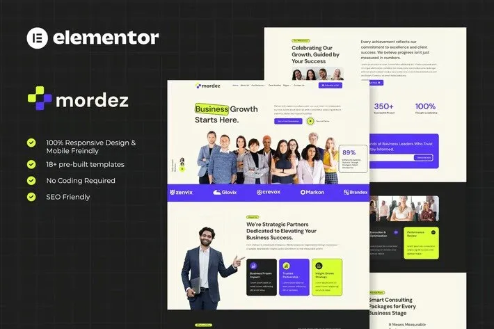 Mordez - Business Consulting Elementor Template Kits best business consulting Elementor template instant download