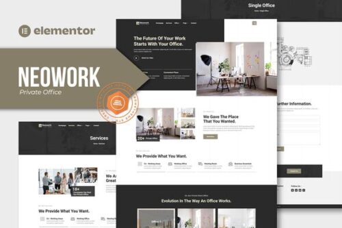 best Neowork Elementor template kit for coworking instant download