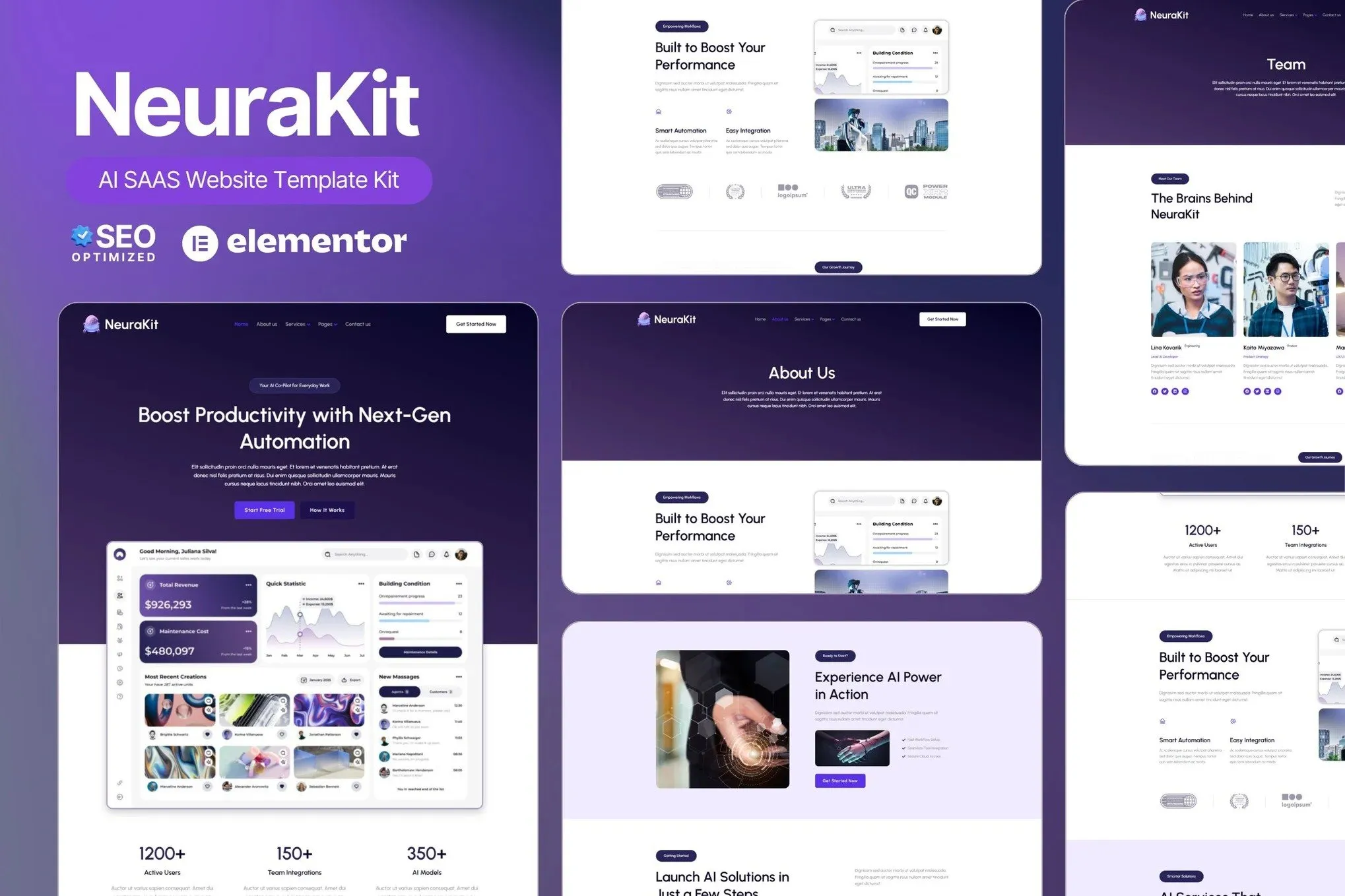 NeuraKit - AI SaaS Elementor Template Kit best AI SaaS Elementor template kit instant download