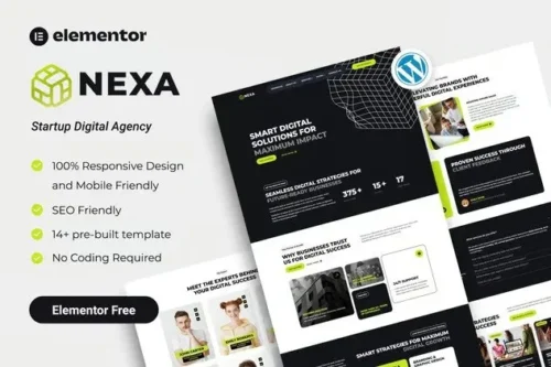 best Nexa Elementor template kit digital agency instant download
