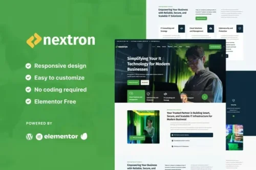best Nextron tech company Elementor template download