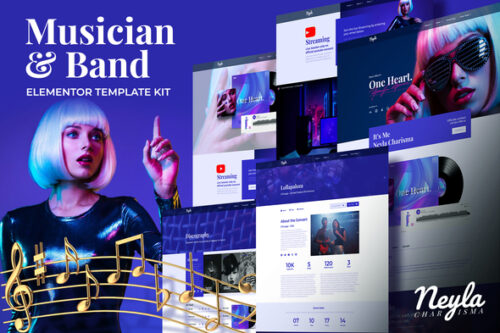 best musician Elementor template kit instant download
