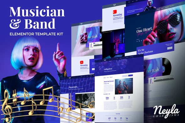 Neyla - Musician & Band Elementor Template Kit best musician Elementor template kit instant download
