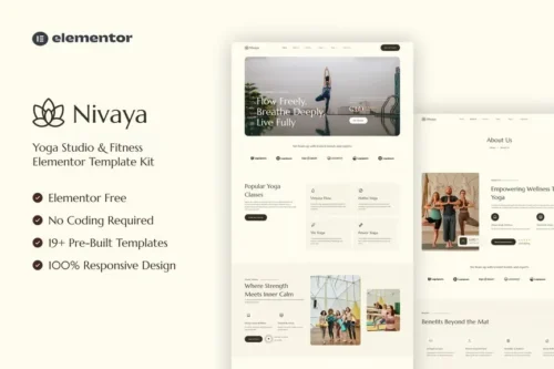 best Nivaya yoga studio Elementor template download