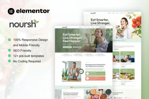 best nutrition Elementor template kit instant download