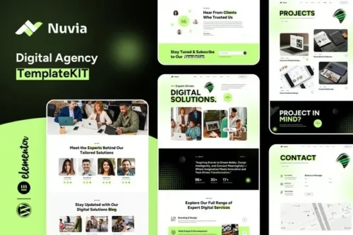 best digital agency Elementor template kit instant download