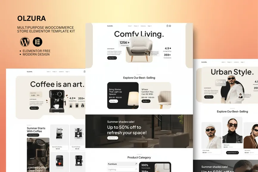 Olzura - Multipurpose Woocommerce Store Elementor Template Kit best Olzura WooCommerce template kit instant download